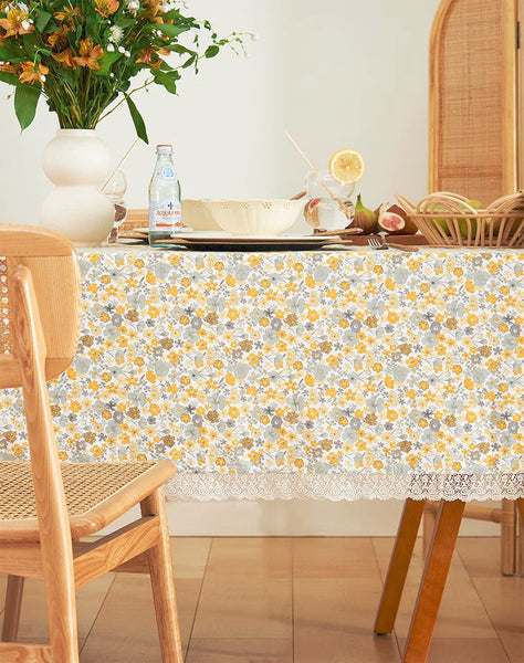 Dining Room Flower Table Cloths, Cotton Rectangular Table Covers for Kitchen, Farmhouse Table Cloth, Wedding Tablecloth, Square Tablecloth for Round Table-artworkcanvas
