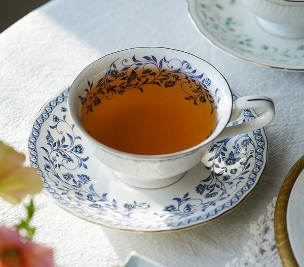 Traditional Tea Cup Set, Porcelain Tea Cups, Floral Tea Cup Set, Classic British Tea Cups, Elegant Tea Cup With Saucer, Ceramic Tea Cup with Saucer, Tea Cup Set, Vintage Tea Cup Set, Modern Ceramic Cups-artworkcanvas