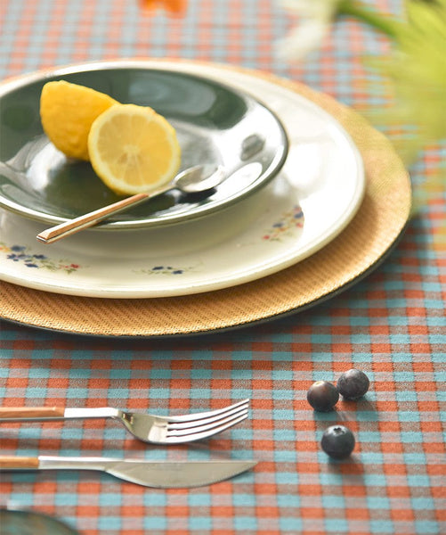 Cotton Chequer Rectangular Tablecloth for Kitchen, Rectangle Table Covers for Dining Room Table, Square Tablecloth for Coffee Table, Farmhouse Table Cloth-artworkcanvas