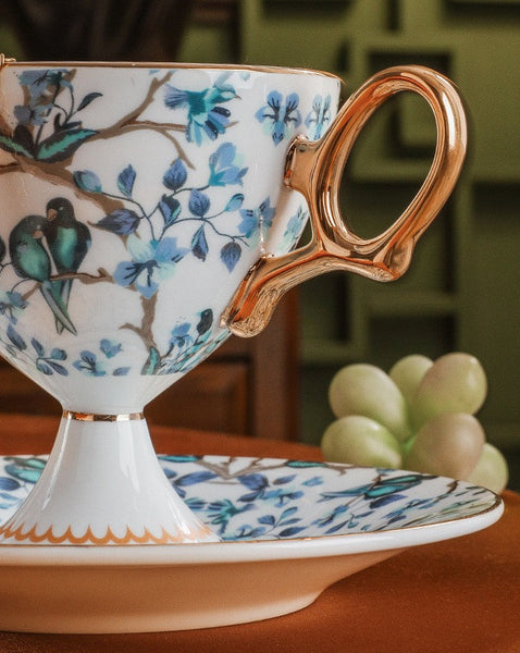 Ceramic Tea Cup and Saucer in Gift Box, British Tea Cup set, Elegant Ceramic Coffee Cups, Creative Porcelain Tea Cup Set and Saucer-artworkcanvas