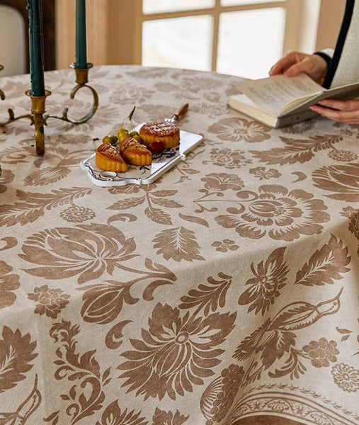Large Modern Rectangle Tablecloth for Dining Table, Flower Pattern Table Covers for Round Table, Farmhouse Table Cloth for Oval Table, Square Tablecloth for Kitchen-artworkcanvas