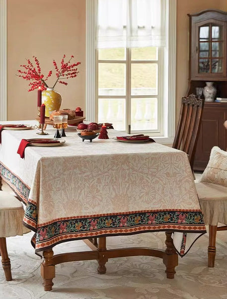 Flower Farmhouse Table Covers, Square Tablecloth for Kitchen, Extra Large Modern Rectangular Tablecloth for Dining Room Table, Mid Century Tablecloth for Round Table-artworkcanvas