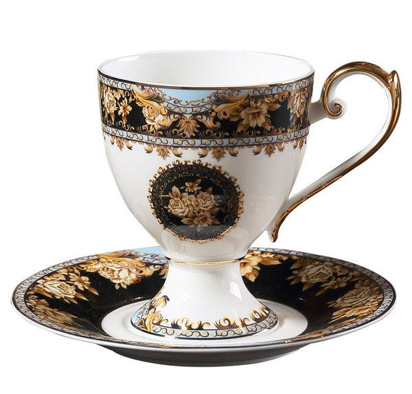 Royal Porcelain Tea Cup Saucer Set, 8 oz Tea Cup and Saucer in Gift Box as Birthday Gift, Elegant Ceramic Coffee Cups, Beautiful British Tea Cups-artworkcanvas
