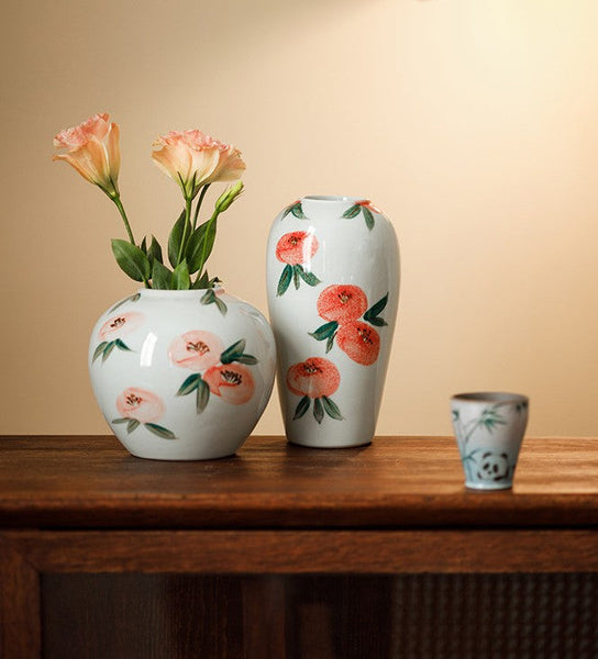Handmade Water Holding Flower Vases, Modern Flower Vase Centerpiece on Table, Porcelain Flower Vases, Ceramic Bouquet Vases-artworkcanvas