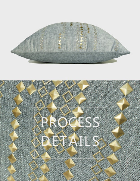 Grey Blue Decorative Throw Pillow for Couch, Large Square Pillows, Modern Sofa Pillows, Simple Modern Throw Pillows for Couch-artworkcanvas