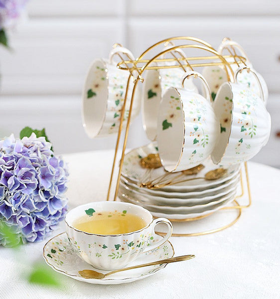 Unique Ceramic Coffee Cups, Creative Porcelain Tea Cup Saucer Set, Traditional English Tea Cup and Saucer, Afternoon British Tea Cups-artworkcanvas