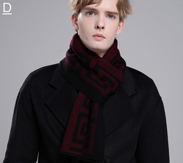 Gray Thick Wool Scarf, Black Business Formal Men Scarf Styles, Wool Scarf for Gentleman, Men's Winter Scarf, Casual Scarf Men, Men's Wool Scarf Winter, Red Fashion Scarf-artworkcanvas