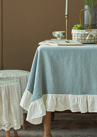 Extra Large Rectangle Tablecloth for Dining Room Table, Blue Modern Table Cloth, Ramie Tablecloth for Home Decoration, Square Tablecloth for Round Table-artworkcanvas
