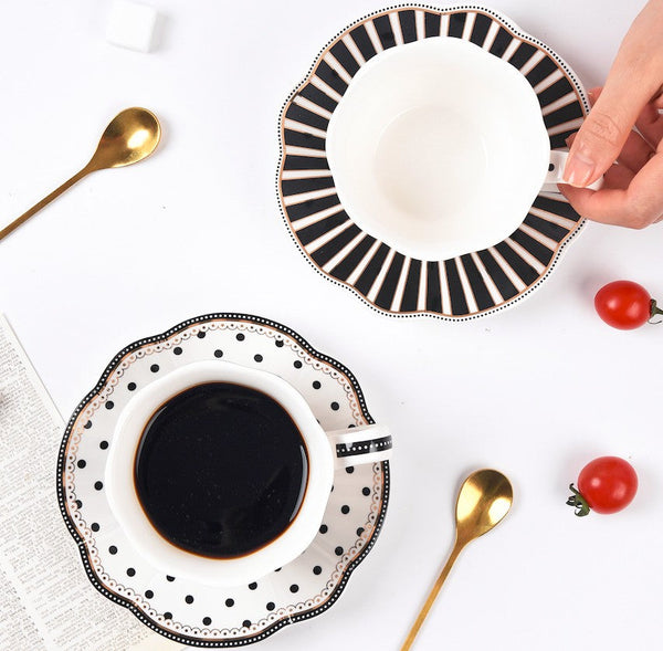 Elegant Modern Ceramic Coffee Cups, Creative Porcelain Tea Cup Saucer Set, Unique Porcelain Cup and Saucer, Afternoon British Tea Cups-artworkcanvas