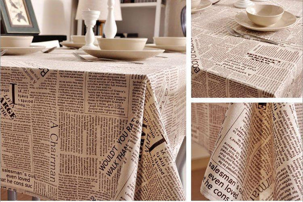 NEWS LETTER - Black White Tablecloth, Table Linen Wedding Home Decor Dining Kitchen-artworkcanvas