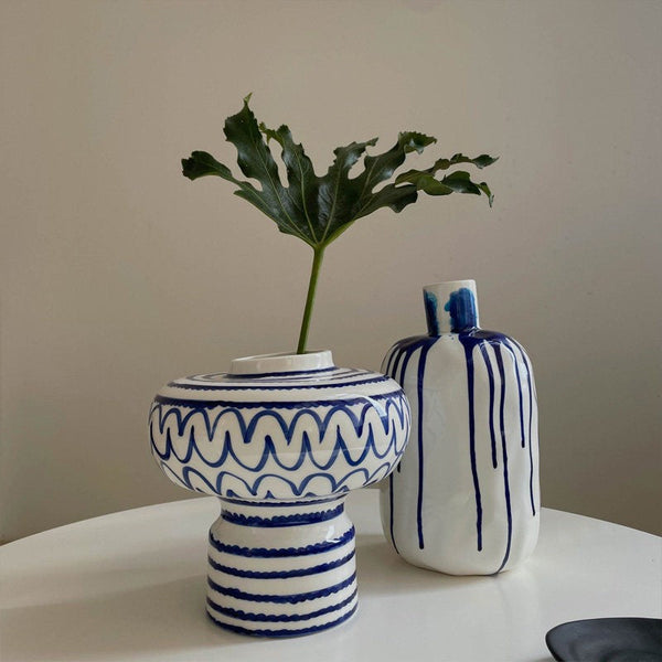 Handmade Water Holding Flower Vases, Modern Ceramic Flower Vases, Porcelain Bud Vases, Small Flower Vases on Table-artworkcanvas