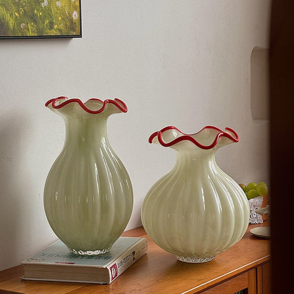 French Vintage Glass Flower Vases, Glass Bud Vases, Flower Vases on Table, Handmade Water Holding Flower Vases-artworkcanvas