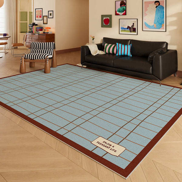 Modern Living Room Rug Ideas, Mid Century Contemporary Rugs, Geometric Modern Area Rugs, Blue Modern Rugs for Dining Room-artworkcanvas