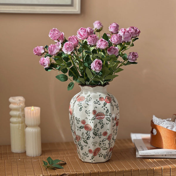 Rustic Porcelain Flower Vases, Handmade Water Holding Flower Vases, Ceramic Bouquet Vases, Tall Flower Vases on Table-artworkcanvas