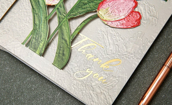 Creative Birthday Greeting Card, Tulip Flower Greeting Cards, Beautiful Greeting Cards to Friends, Original Handmade Greeting Cards-artworkcanvas