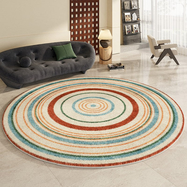 Abstract Contemporary Round Rugs, Geometric Modern Rugs for Bedroom, Thick Round Rugs for Dining Room, Modern Area Rugs under Coffee Table-artworkcanvas