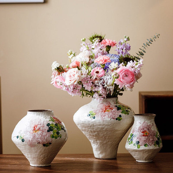 Modern Porcelain Flower Vases, Flower Vases on Table, Handmade Water Holding Flower Vases, Centerpiece on Dining Table, Ceramic Bouquet Vases-artworkcanvas