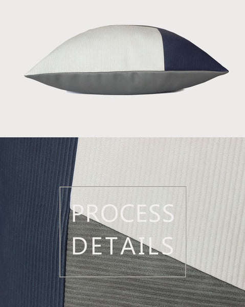 Large Modern Throw Pillows, Decorative Throw Pillow for Couch, Blue Grey Modern Sofa Pillows, Decorative Throw Pillows for Living Room, Large Square Pillows-artworkcanvas