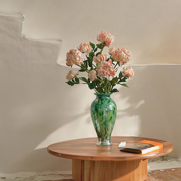 Unique Modern Vases for Flowers, Handmade Flower Vases on Table, Large Green Glass Flower Vases, Modern Glass Flower Vases-artworkcanvas