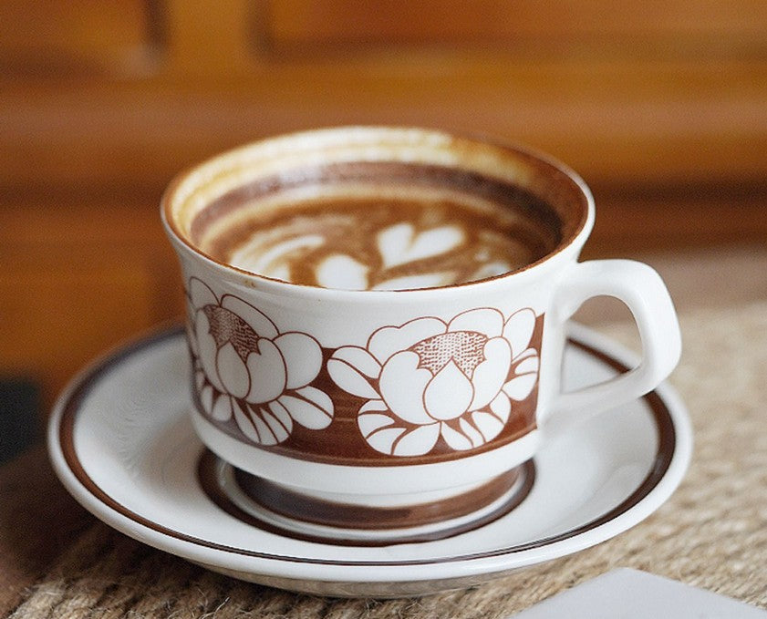 Elegant Ceramic Coffee Cups, Flower Porcelain Tea Cup Saucer Set, Beau –  artworkcanvas