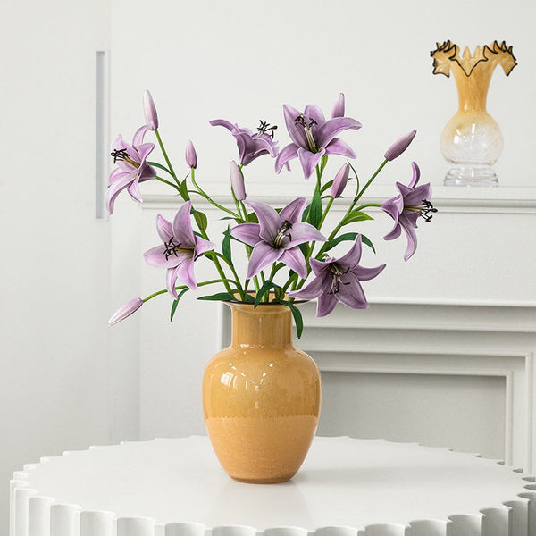 Handmade Liuli Vases, Color Glaze Vase, Contemporary Vases for Modern Home Decor, Yellow Glass Bud Vases, Centerpiece Vases on Table-artworkcanvas