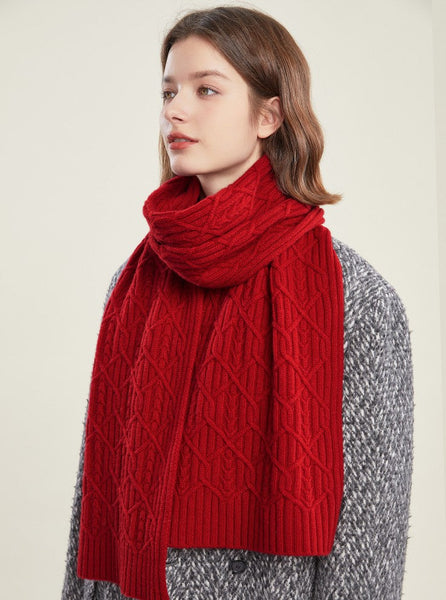 Cold Weather Scarf, Casual Scarf for Women, Fashion Designer Scarf, Red Winter Scarf, Modern Wool Scarf for Women, Soft Cashmere Scarf for Women-artworkcanvas