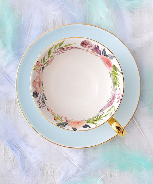 Royal Porcelain Tea Cup Saucer Set, Elegant Flower Pattern Ceramic Coffee Cups, Beautiful British Tea Cups, Unique Traditional Afternoon Tea Cup and Saucer in Gift Box-artworkcanvas