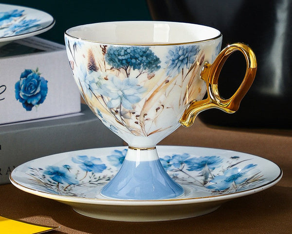 Elegant Ceramic Coffee Cup with Saucer, British Tea Cup set, Ceramic Tea Cup and Saucer Set in Gift Box, Porcelain Tea Cup Set and Saucer Set-artworkcanvas