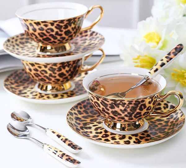 Creative Porcelain Tea Cup Saucer Set, Modern Ceramic Cups, 7.8 oz Ceramic Coffee Cups, Unique Tea Cup and Saucer in Gift Box-artworkcanvas