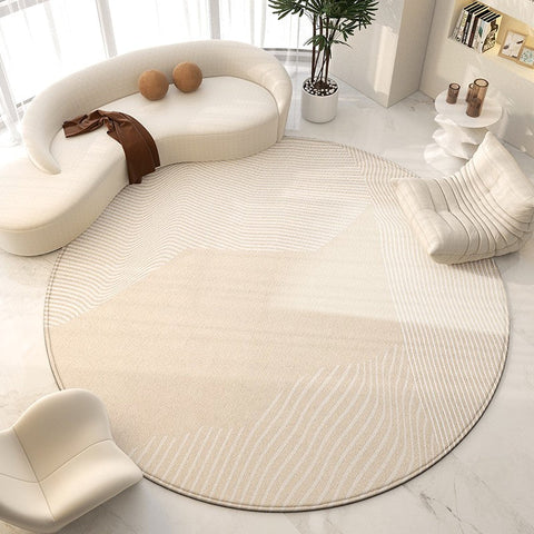 Geometric Round Rugs for Dining Room, Modern Area Rugs for Bedroom, Circular Modern Rugs under Chairs, Contemporary Modern Rug for Living Room-artworkcanvas