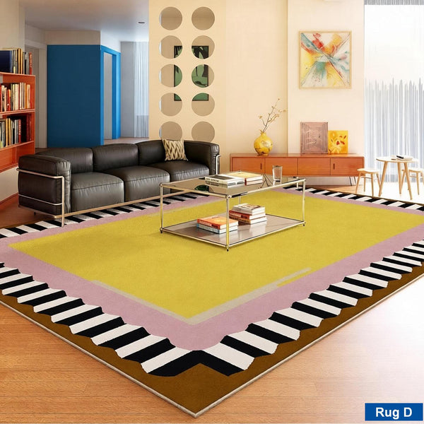 Mid Century Modern Rugs, Contemporary Modern Rugs under Coffee Table, Colorful Modern Rugs for Living Room, Dining Room Geometric Modern Rugs-artworkcanvas