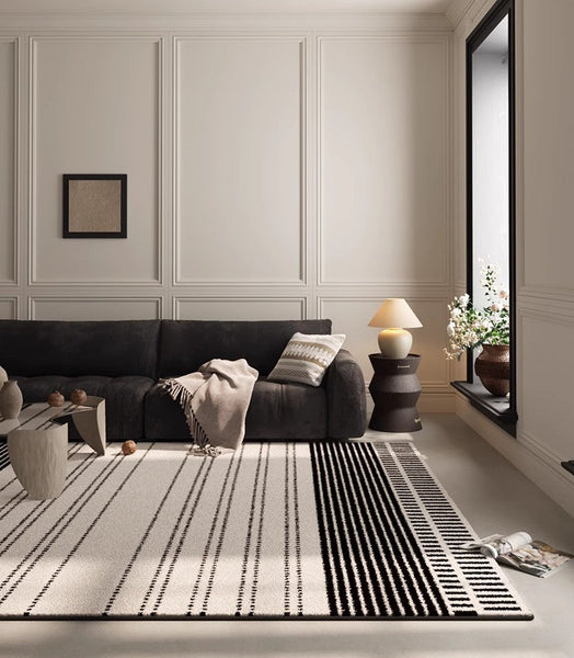 Geometric Contemporary Modern Rugs Next to Bed, Large Abstract Rugs for Living Room, Extra Large Modern Area Rugs-artworkcanvas