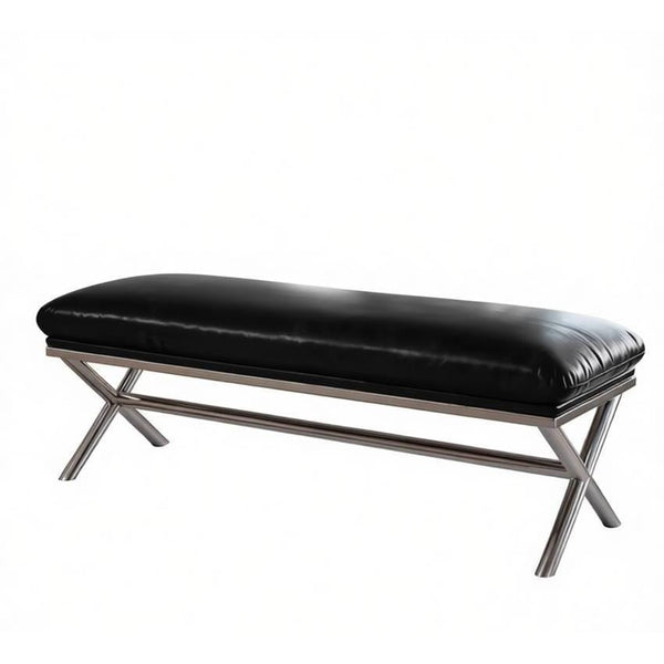Modern Shoe Changing Ottoman, Mid-Century Hall Bench, Luxury Genuine Leather Entry Bench, Upholstered Shoe Bench, Contemporay Bedroom Bench, Narrow Entryway Bench-artworkcanvas
