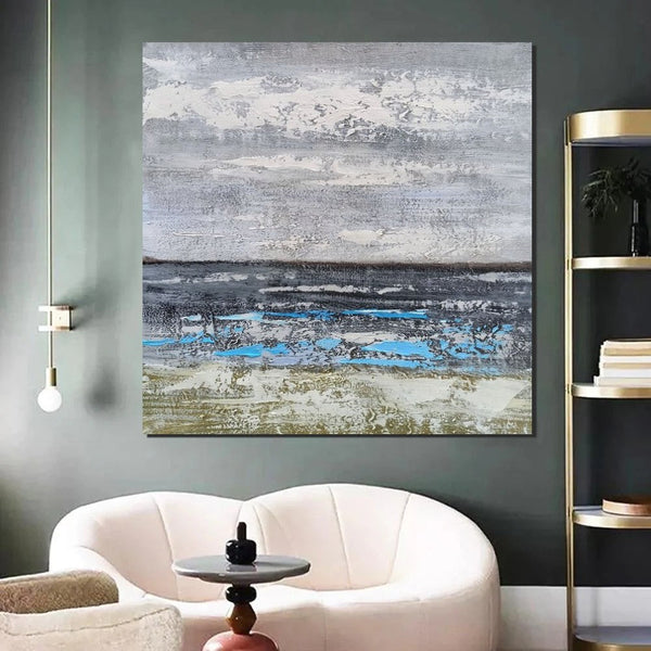 Contemporary Wall Art Paintings, Acrylic Paintings for Living Room, Large Simple Modern Art, Blue Abstract Acrylic Painting-artworkcanvas