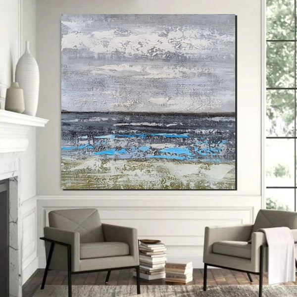Contemporary Wall Art Paintings, Acrylic Paintings for Living Room, Large Simple Modern Art, Blue Abstract Acrylic Painting-artworkcanvas