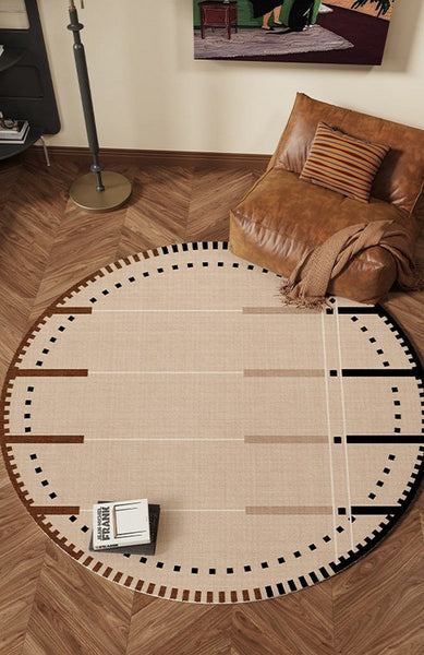 Geometric Round Rugs for Dining Room, Contemporary Modern Rugs, Mid Century Modern Rugs under Chairs, Bedroom Circular Modern Rugs-artworkcanvas