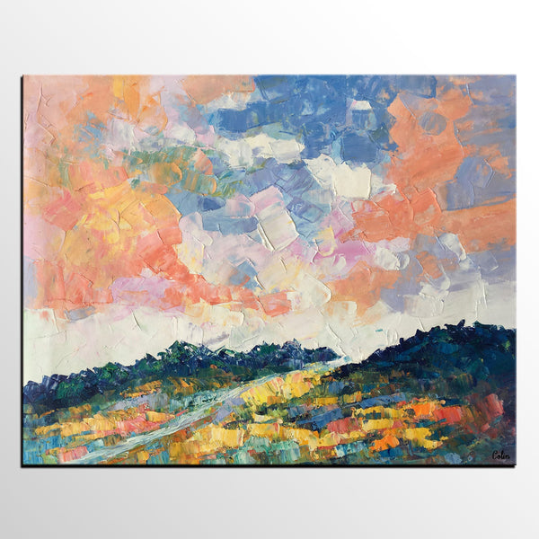 Canvas Oil Painting, Landscape Art, Mountain Sky Painting, Modern Art, Custom Large Abstract Painting