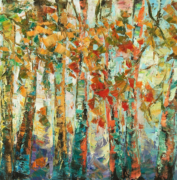 Contemporary Art, Wall Art, Birch Tree Painting, Abstract Painting, Custom Canvas Painting, Oil Painting
