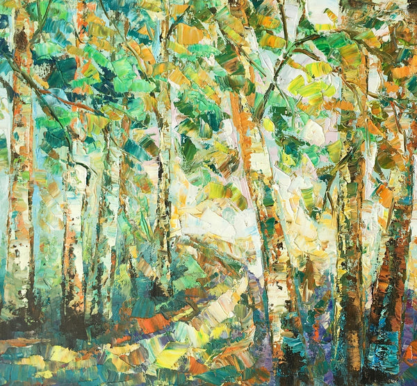 Contemporary Art, Wall Art, Birch Tree Painting, Abstract Painting, Custom Canvas Painting, Oil Painting