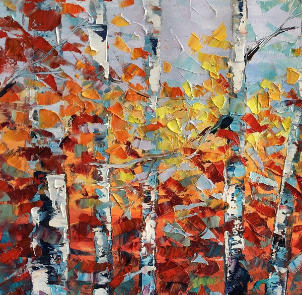 Large Art, Canvas Wall Art, Landscape Art, Birch Tree Artwork, Custom Canvas Painting