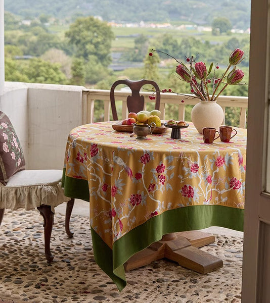 Farmhouse Table Cloth, Dining Room Flower Table Cloths, Large Square Tablecloth for Round Table, Extra Large Rectangular Table Covers for Kitchen-artworkcanvas