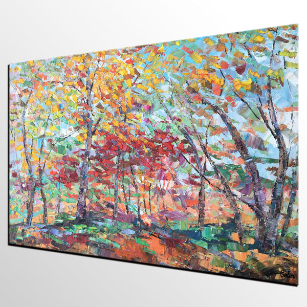 Canvas Wall Art, Birch Tree Painting, Landscape Art, Custom Art Painting for Living Room