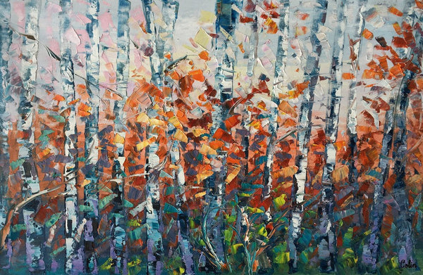 Canvas Art, Tree Landscape Art, Large Wall Art, Birch Tree Artwork, Custom Canvas Painting