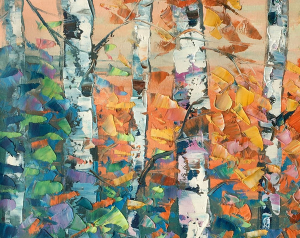 Birch Tree Painting, Large Oil Painting, Custom Canvas Artwork, Canvas Painting for Bedroom
