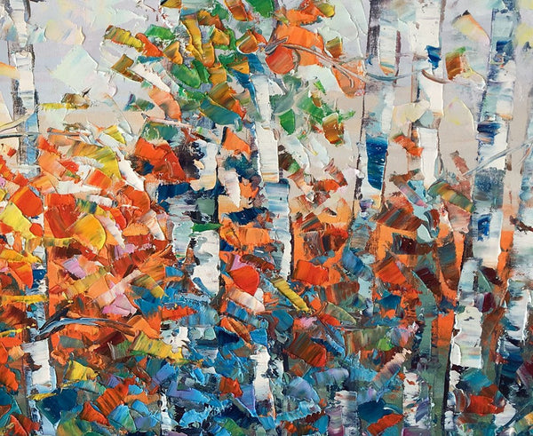 Birch Tree Painting, Impasto Art, Large Canvas Art, Bedroom Canvas Painting, Custom Extra Large Painting