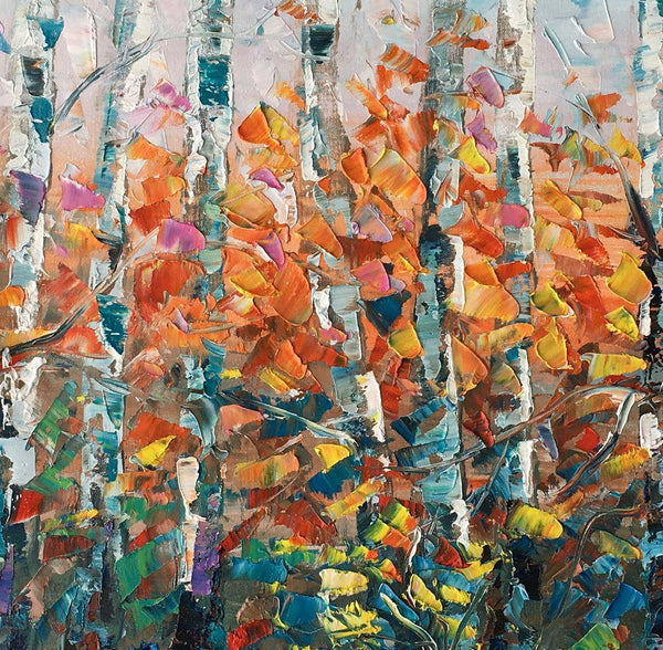Tree Landscape Art, Large Wall Art, Birch Tree Painting, Custom Canvas Painting for Bedroom