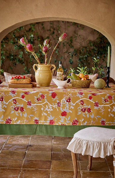 Farmhouse Table Cloth, Dining Room Flower Table Cloths, Large Square Tablecloth for Round Table, Extra Large Rectangular Table Covers for Kitchen-artworkcanvas