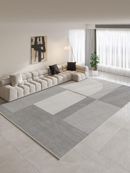 Modern Rugs for Dining Room, Contemporary Modern Rugs for Bedroom, Gray Modern Rug Ideas for Living Room, Abstract Grey Geometric Modern Rugs-artworkcanvas