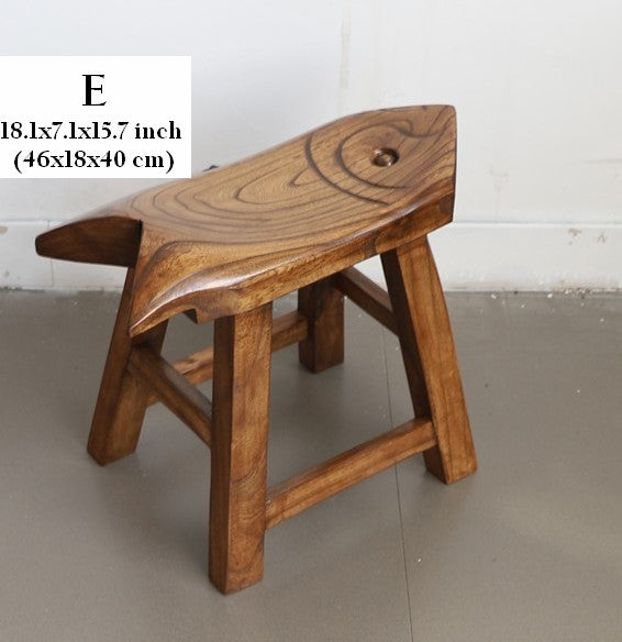 Solid Wood low Stool, Creative Shoe-changing Stool, Handmade Vintage Old Elm Wood Stool, Children's Wooden Stool, Sofa Stool, Dining Table Stool-artworkcanvas