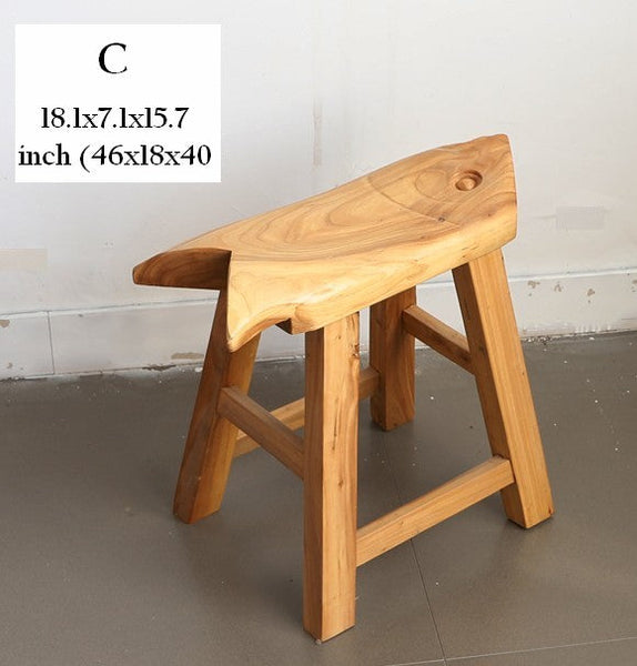 Children's Wooden Stool, Sofa Stool, Dining Table Stool, Handmade Solid Wood low Stool, Creative Shoe-changing Stool, Old Elm Wood Stool-artworkcanvas
